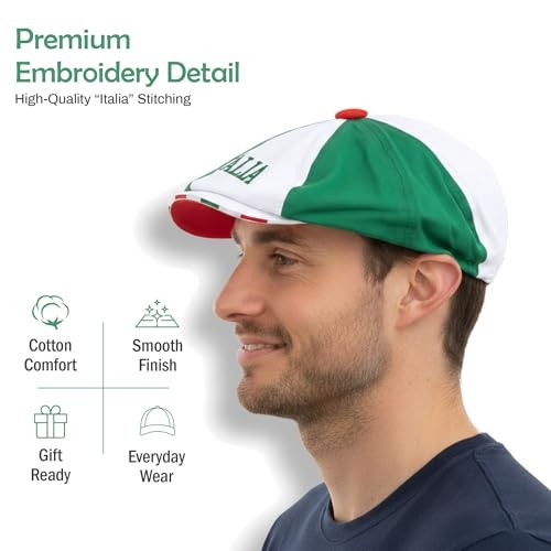 Tricolor Italia Gatsby Cap – Italian Pride Cotton Hat for One Size Multi-color