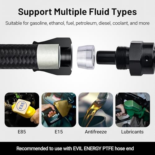 6AN PTFE Fuel Line Kit,E85 Nylon Braided Fuel Hose 26FT PTFE LS Swap 26.0 Feet
