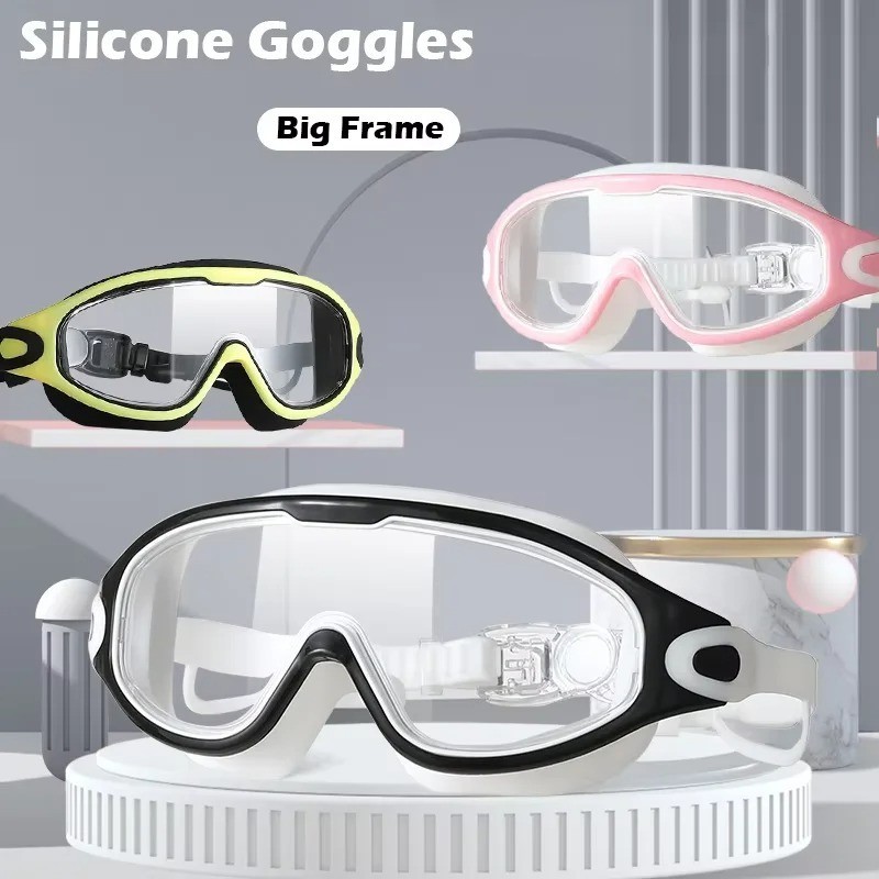 Adult Swimming Goggles Anti Fog Waterproof HD Wide View Swim Glasses Unisex