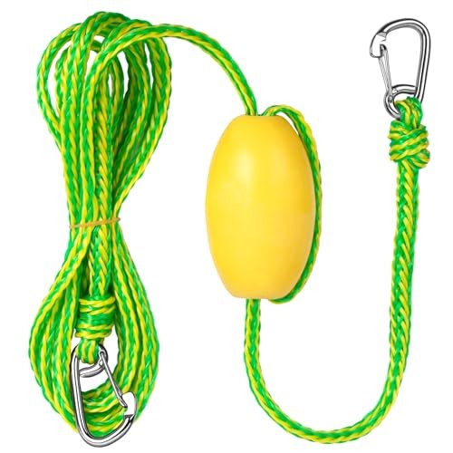 Kayak Tow Line,Drift Sock Anchor Rope for Fishing Boat,Buoy 20ft Yellow/Green