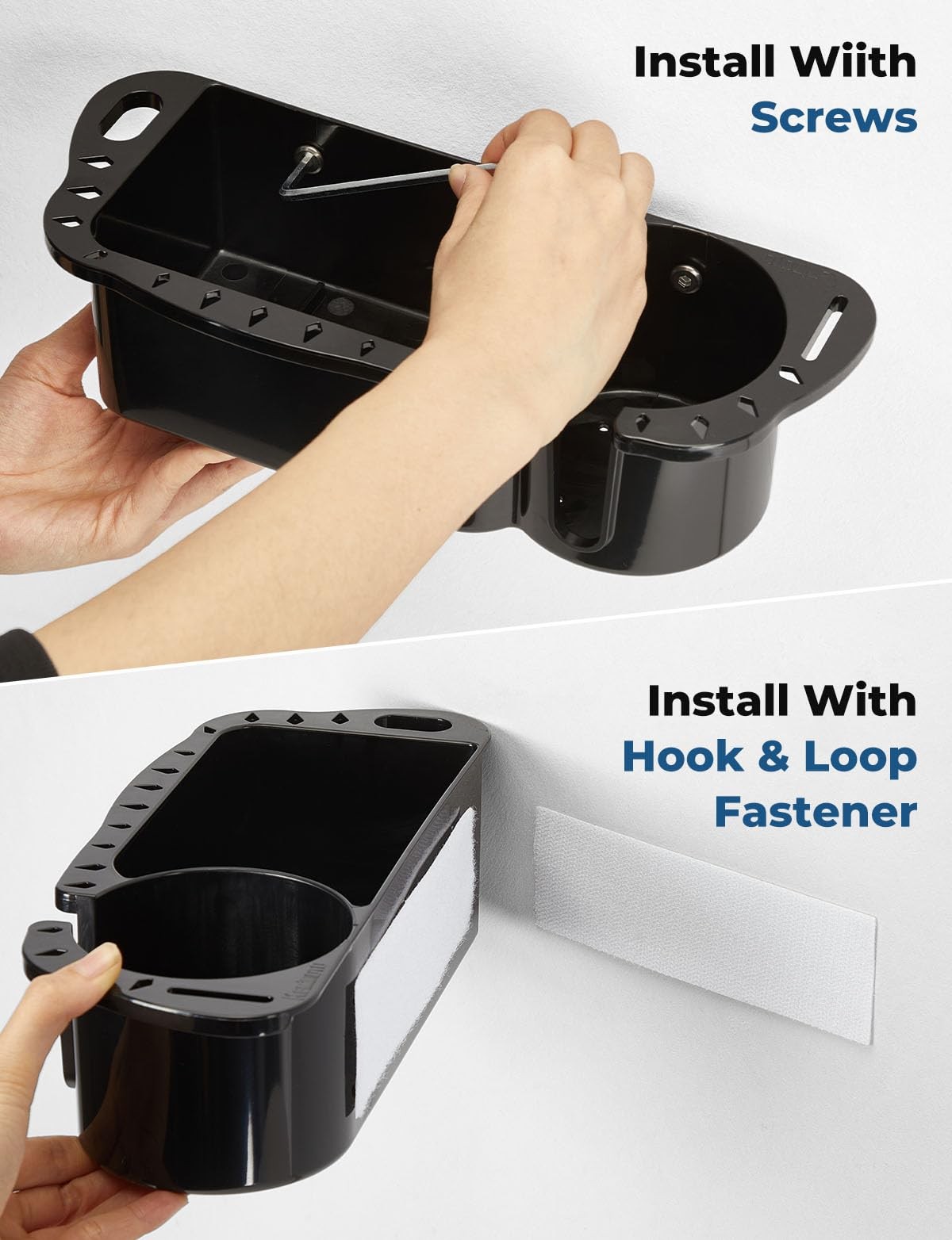KEMIMOTO Boat Cup Holder Caddy Organizer, Marine Large, Black