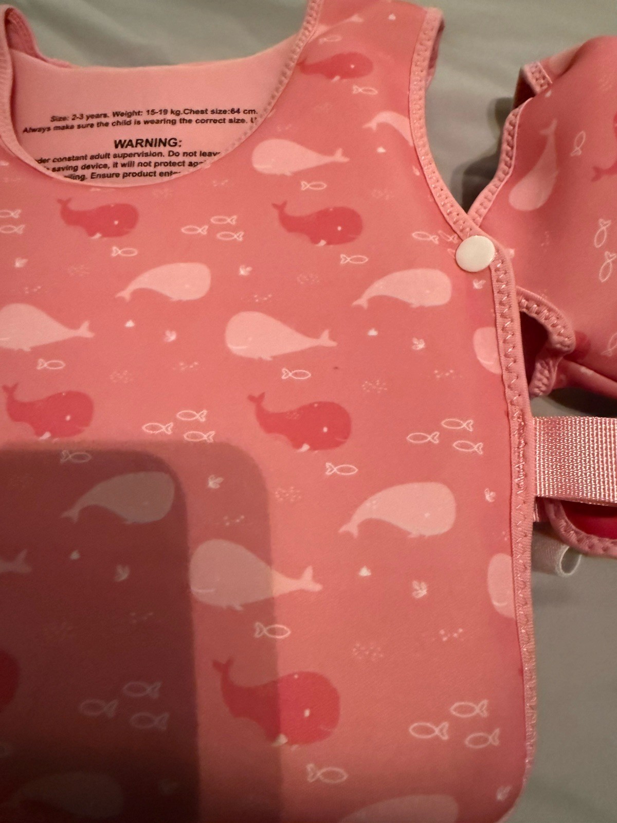 SunnyLife Kids Swim Vest 2-3 Years Pink Whale Print Float Summer Swimming