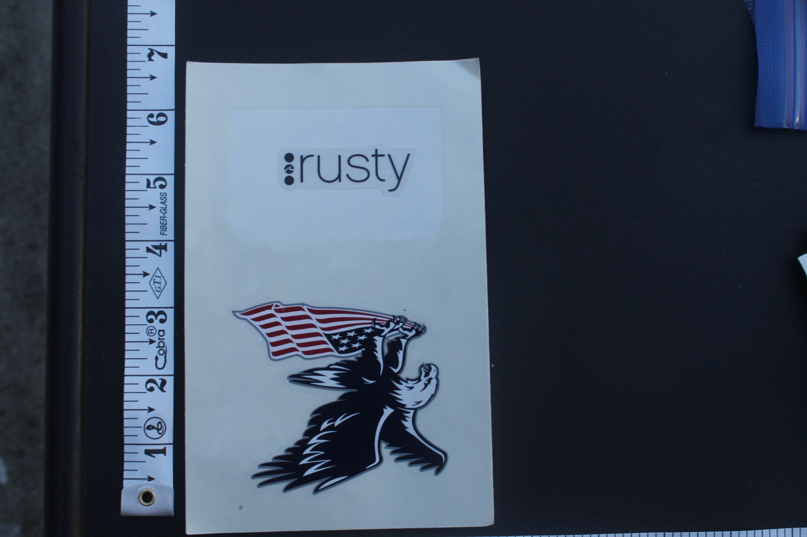 Rusty Surf Surfboards Eagle USA Flag OG V8B Vintage Surfing STICKER Sheet of 2