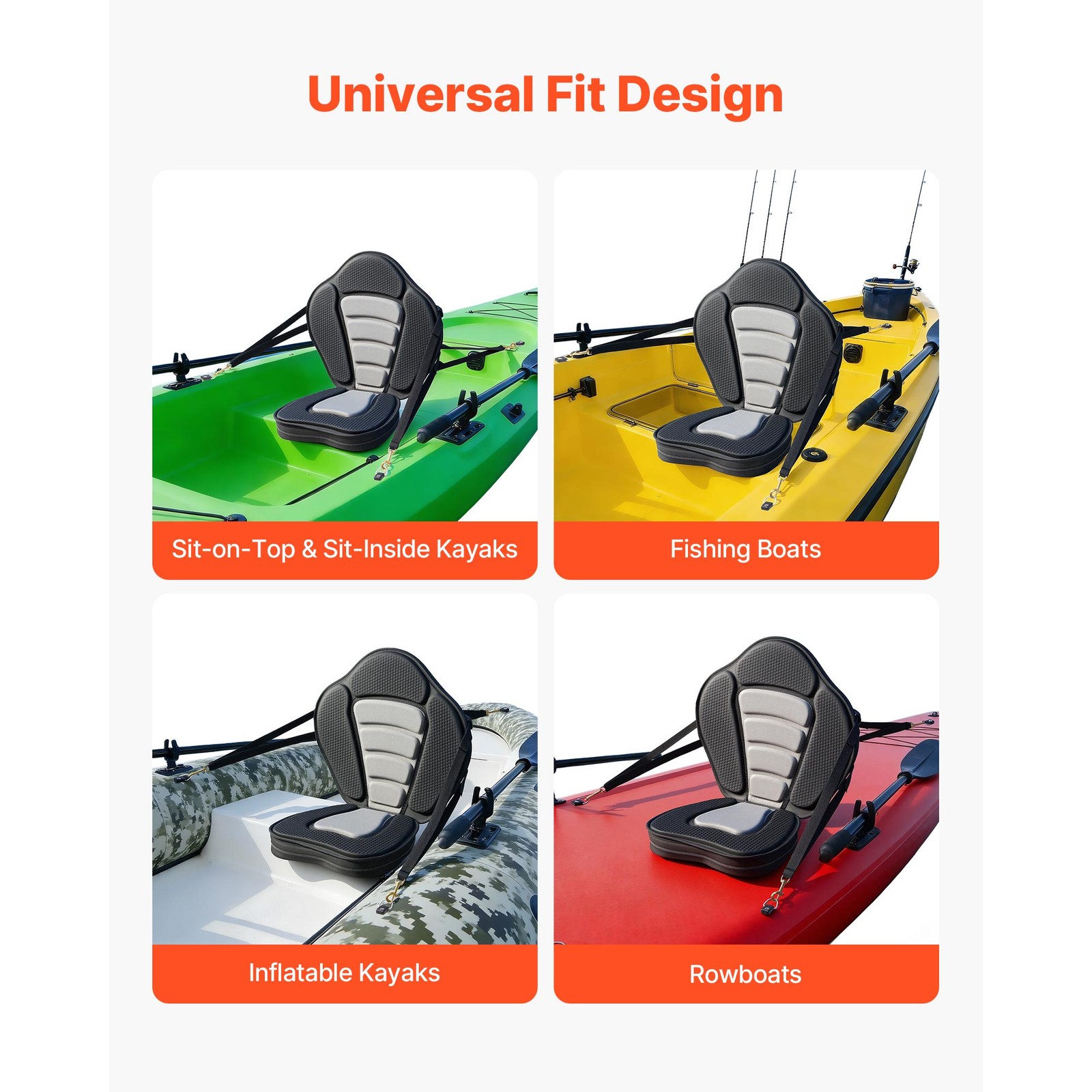 Uimoso Universal Padded Kayak Seat Cushion with Backrest, 2.6″ Thickness