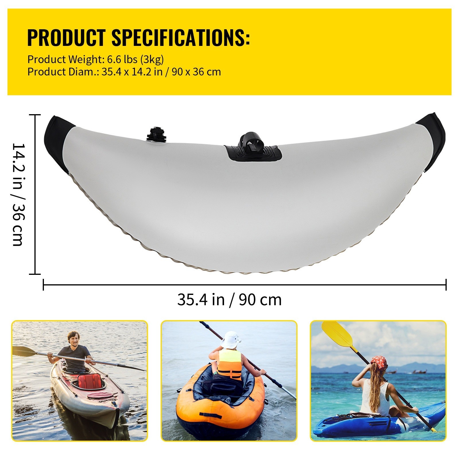 Kayak Outrigger Stabilizer, PVC Inflatable Outrigger Float w/ Sidekick Arms Rod
