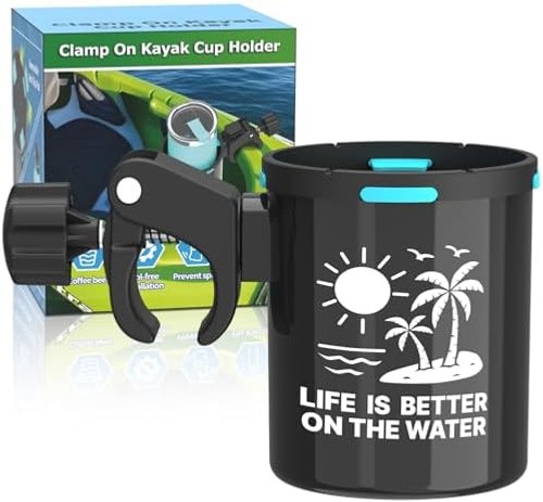 Clamp On Kayak Cup Holder, Adjustable & Tool – Free Installation, Ideal for K…