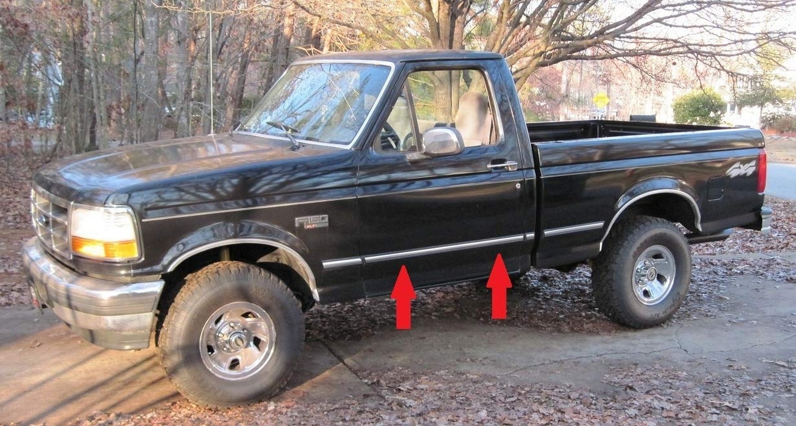 1992-1996 Ford Black Chrome Side Body Trim Molding Rocker Panel Pickup Truck …