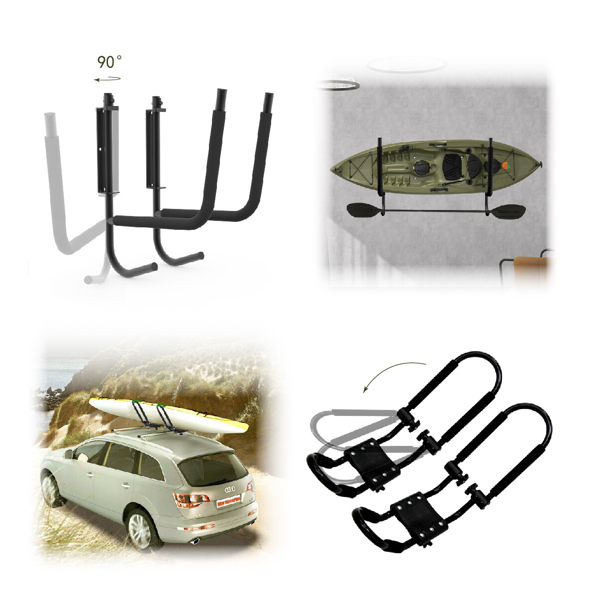 Folding J Canoe Boat Kayak Roof Car SUV Truck Top Mount Carrier Storage Rack