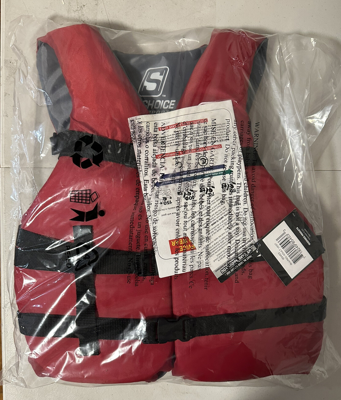 NEW Seachoice General Purpose Life Vest, Adult L, Red, Fits Chest 30-52in. 85453