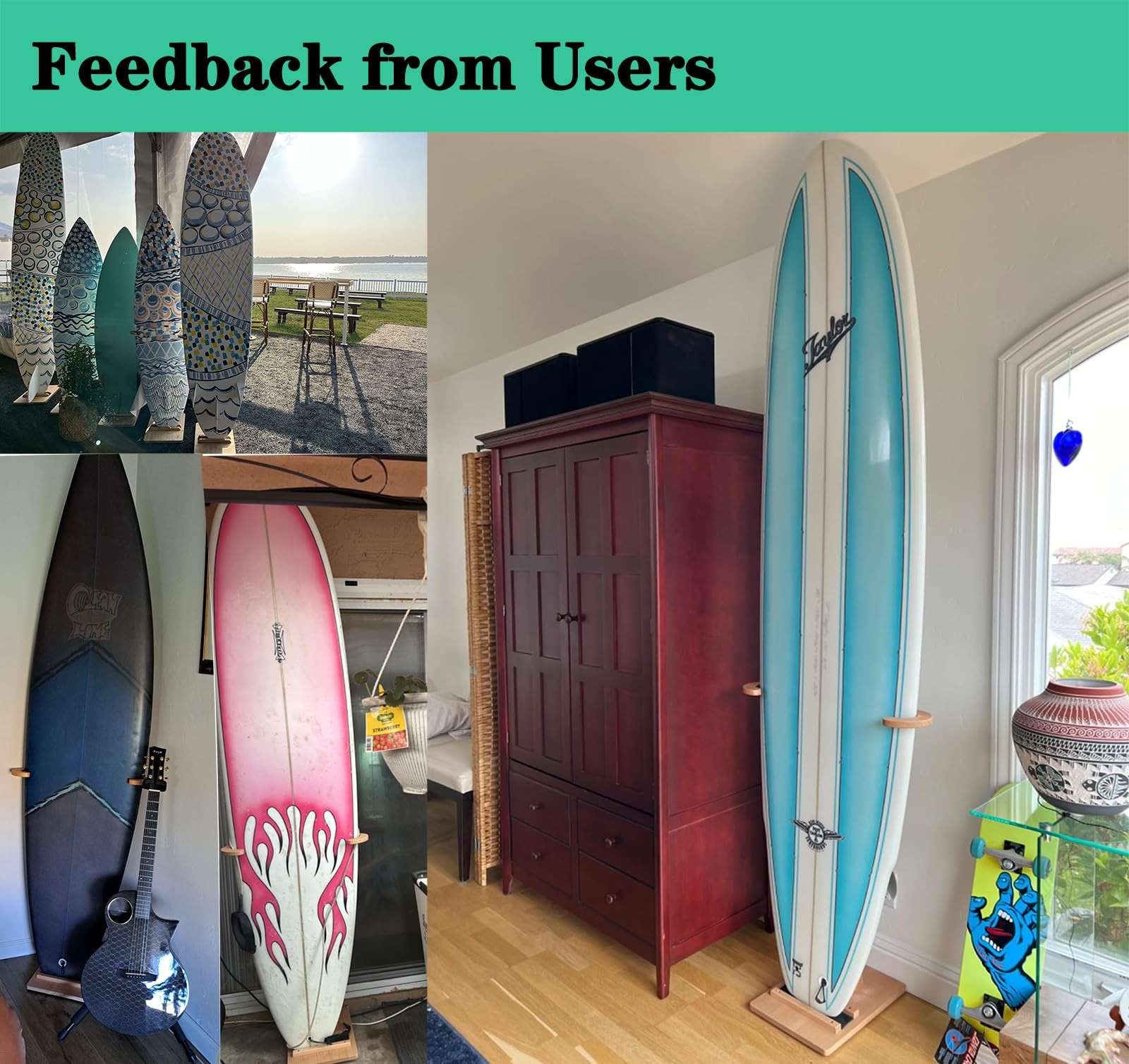 Surfboard Stand Racks, Indoor Display Stand Shortboard and Longboard Organize…