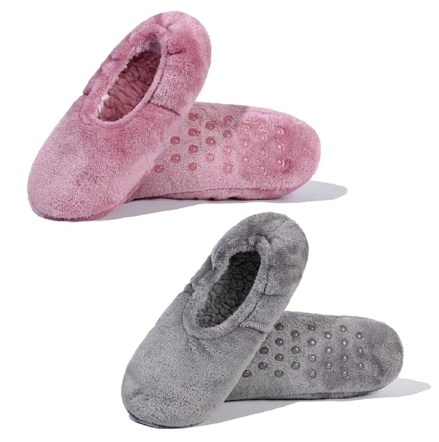 Slipper Socks for Women, 2 Pair Slipper Socks with Grips for Woman, Non Slip …