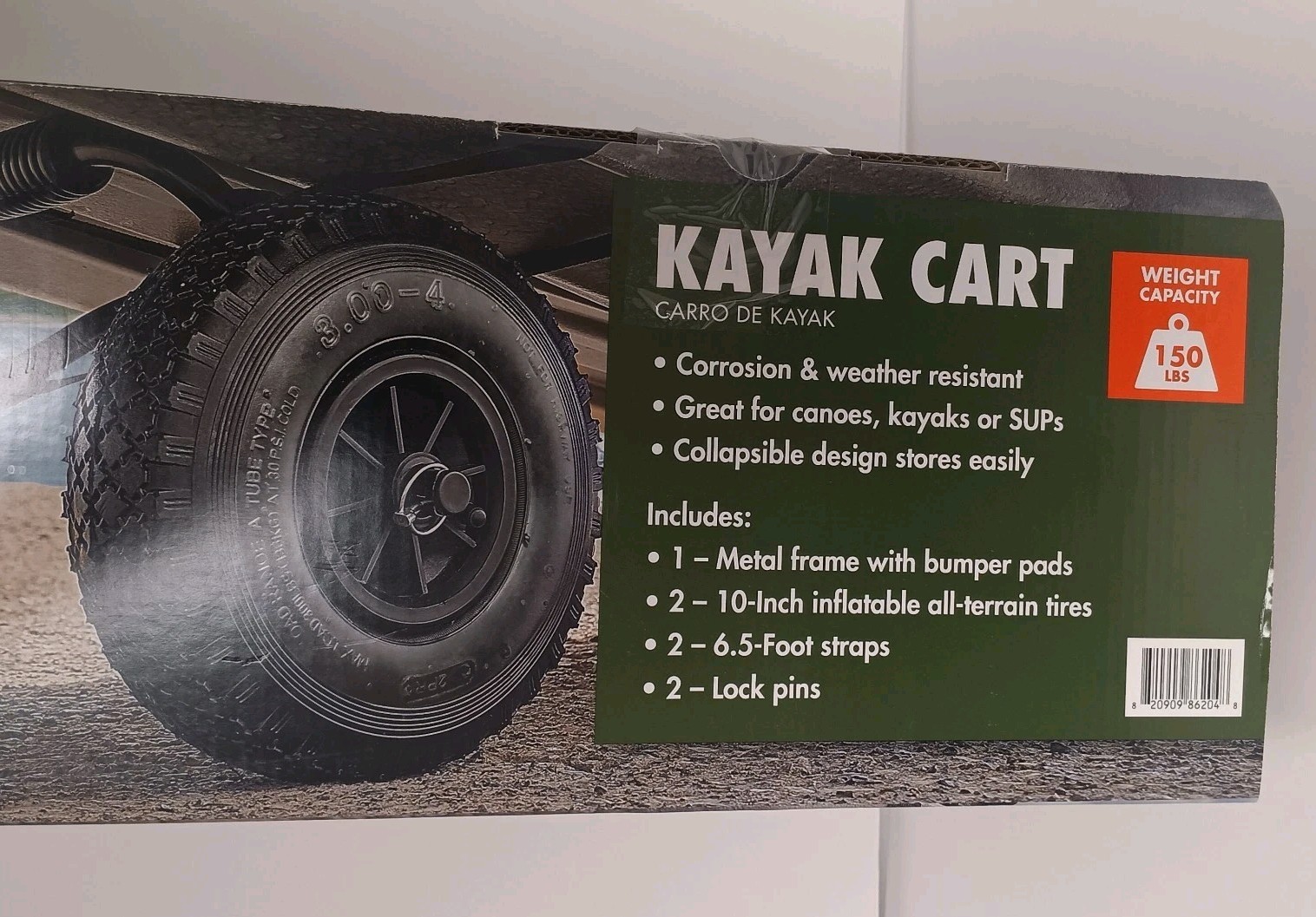 Ozark Trail Kayak Canoe or SUPs Cart Weight Capacity 150 lbs, New
