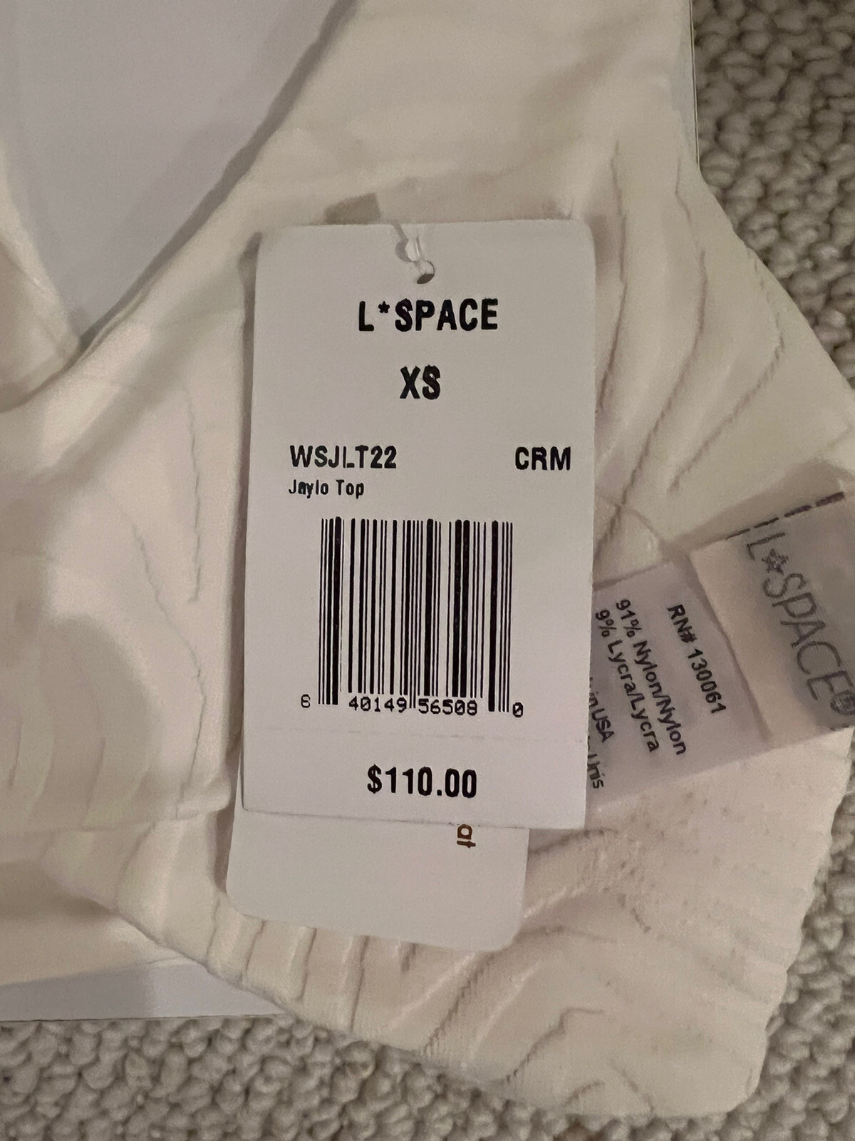 NWT L Space Jaylo Racerback Bikini Top Cream Size XS $110
