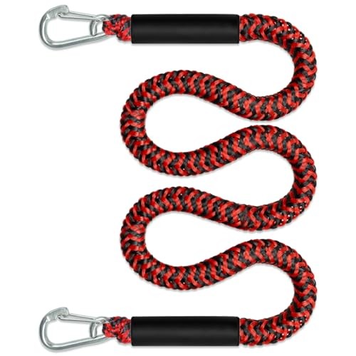 Bungee Dock Line Boat Accessories 1-Pack Mooring Lines with 7 Feet Red+Black