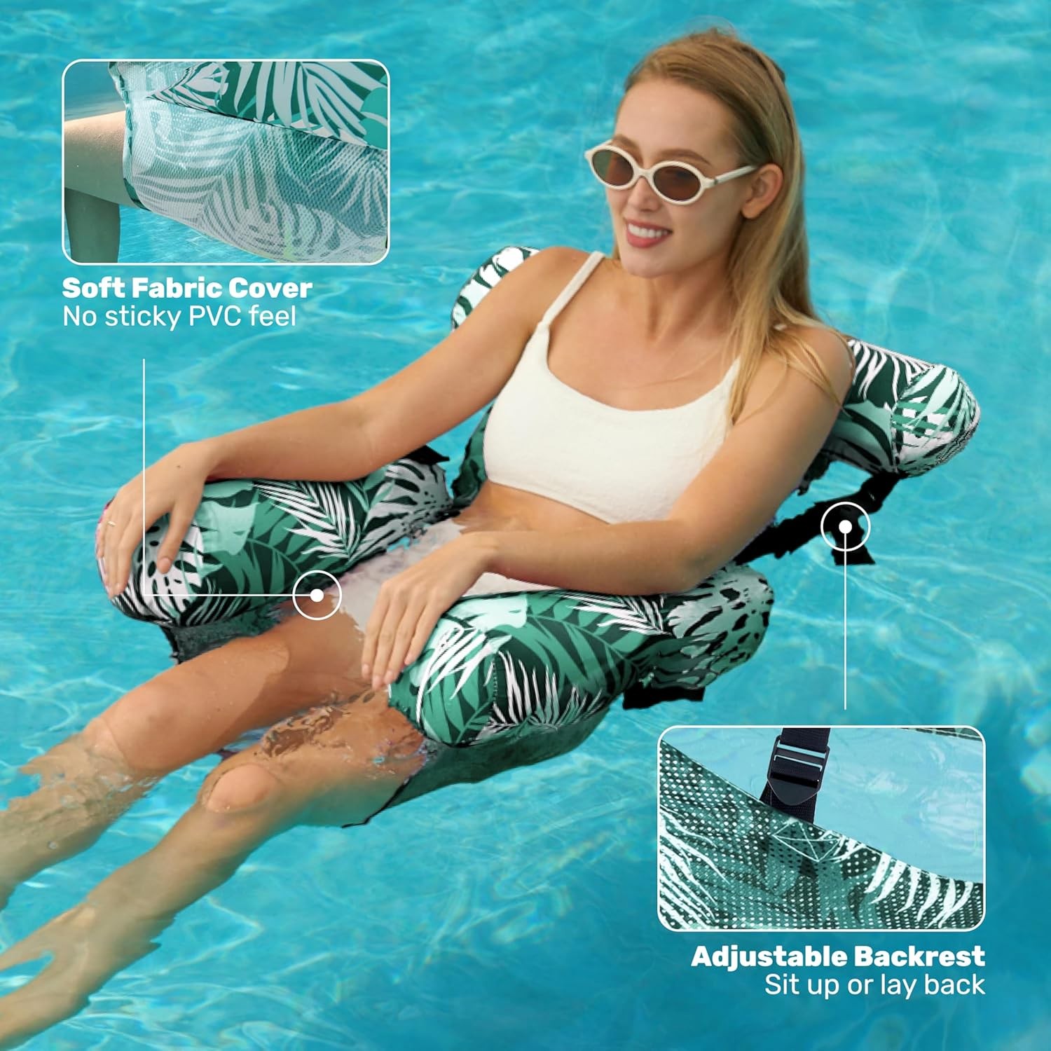 3Pcs Floating lounge chairs, floating chair parties, summer water beach lake fun