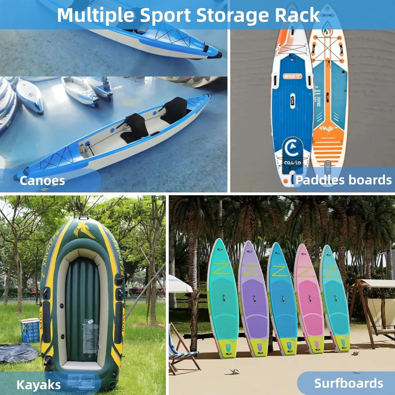 3 Kayak Storage Rack Indoor & Outdoor, Freestanding Kayak Storage Rack 300 Lbs