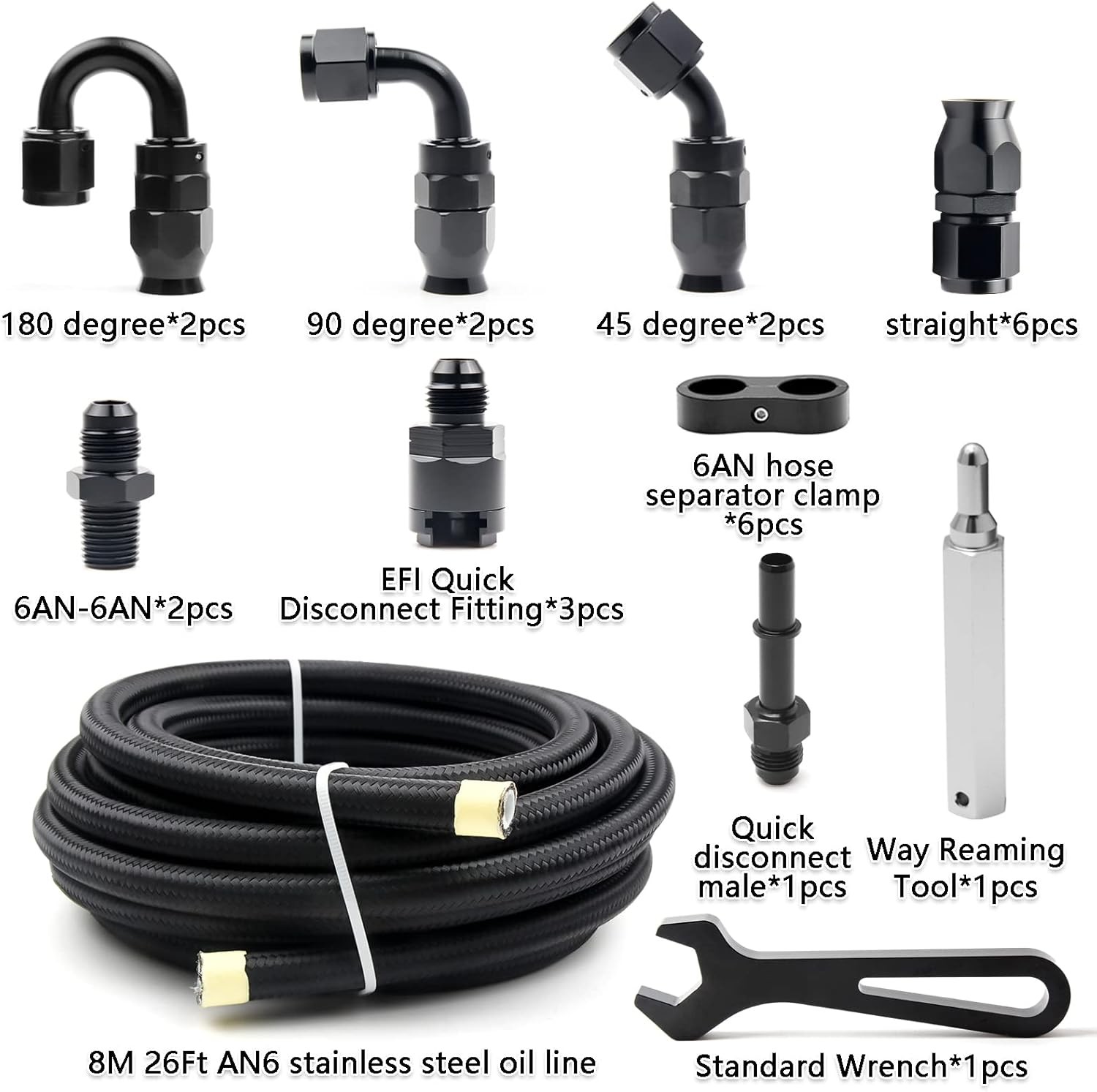 PTFE Fuel Hose 6AN Braided Stainless 26FT EFI E85