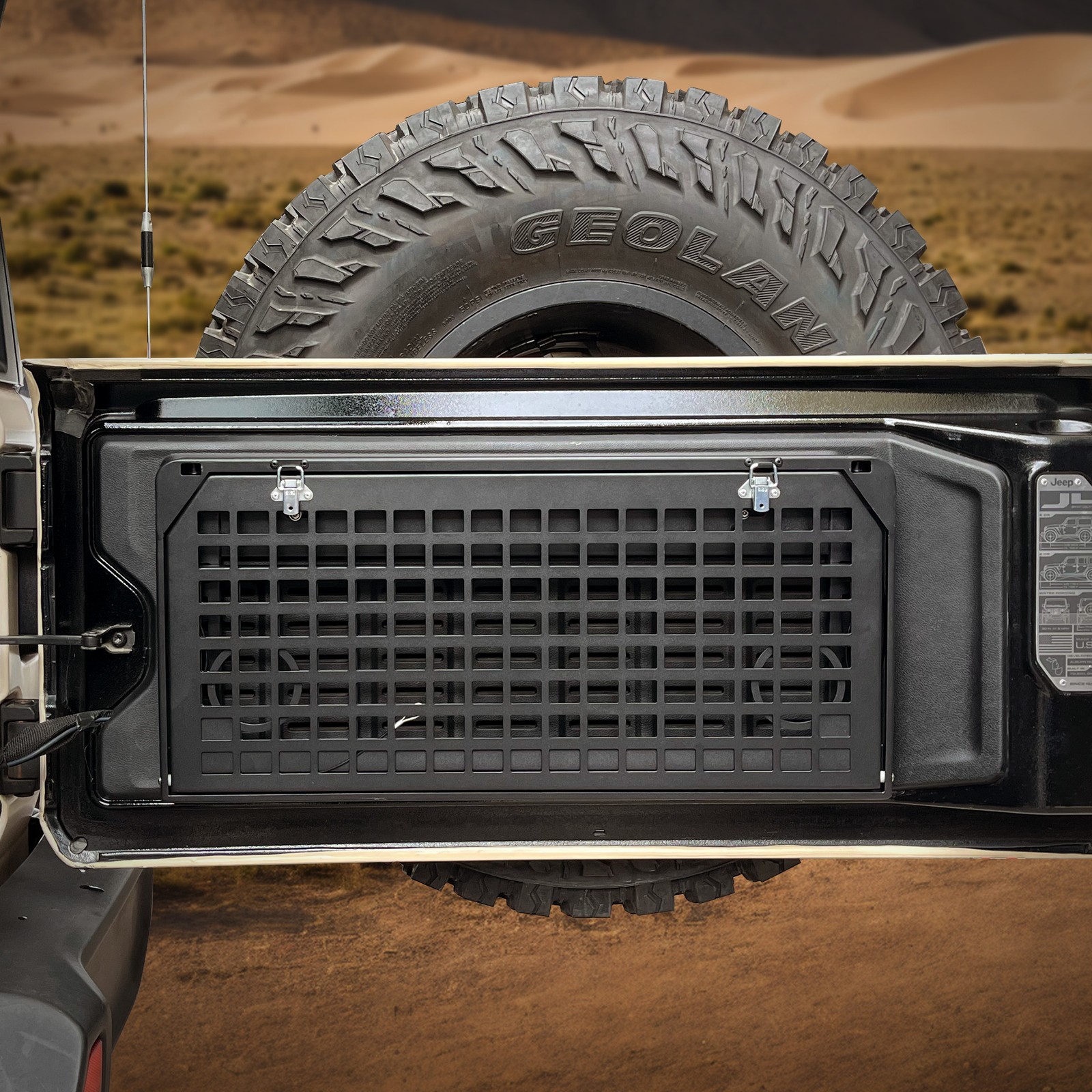 Tailgate Table for Jeep Wrangler JK JL, Folding 2-Tier Cargo Rack Molle Panel