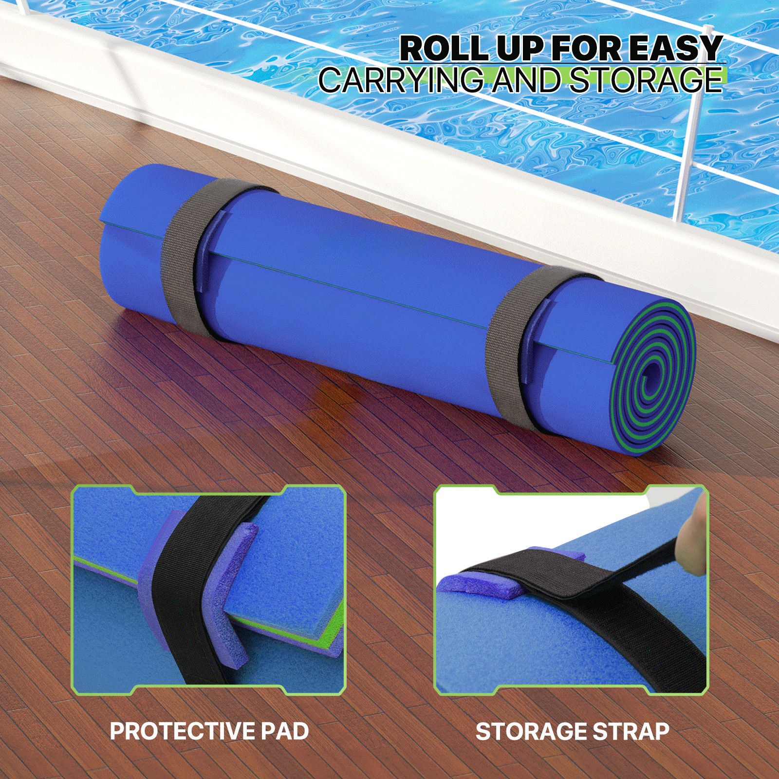 12 ft Blue Floating Water Pad 3-Layer XPE Foam Lounge Bed River Gaint Float Mat