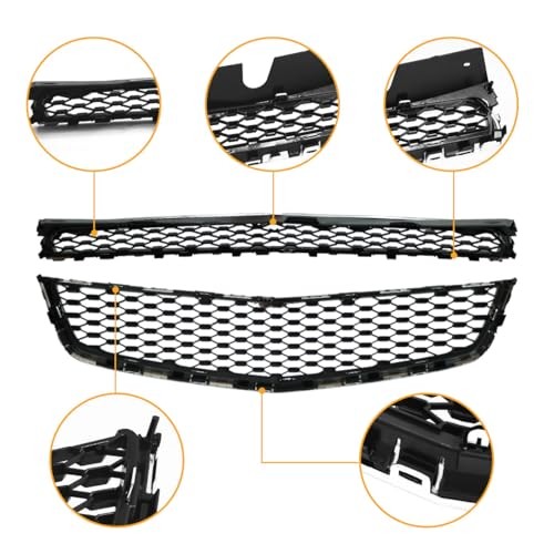 Chrome Upper & Lower Grille Grill Compatible with 2010-2015 Equinox,ABS Black