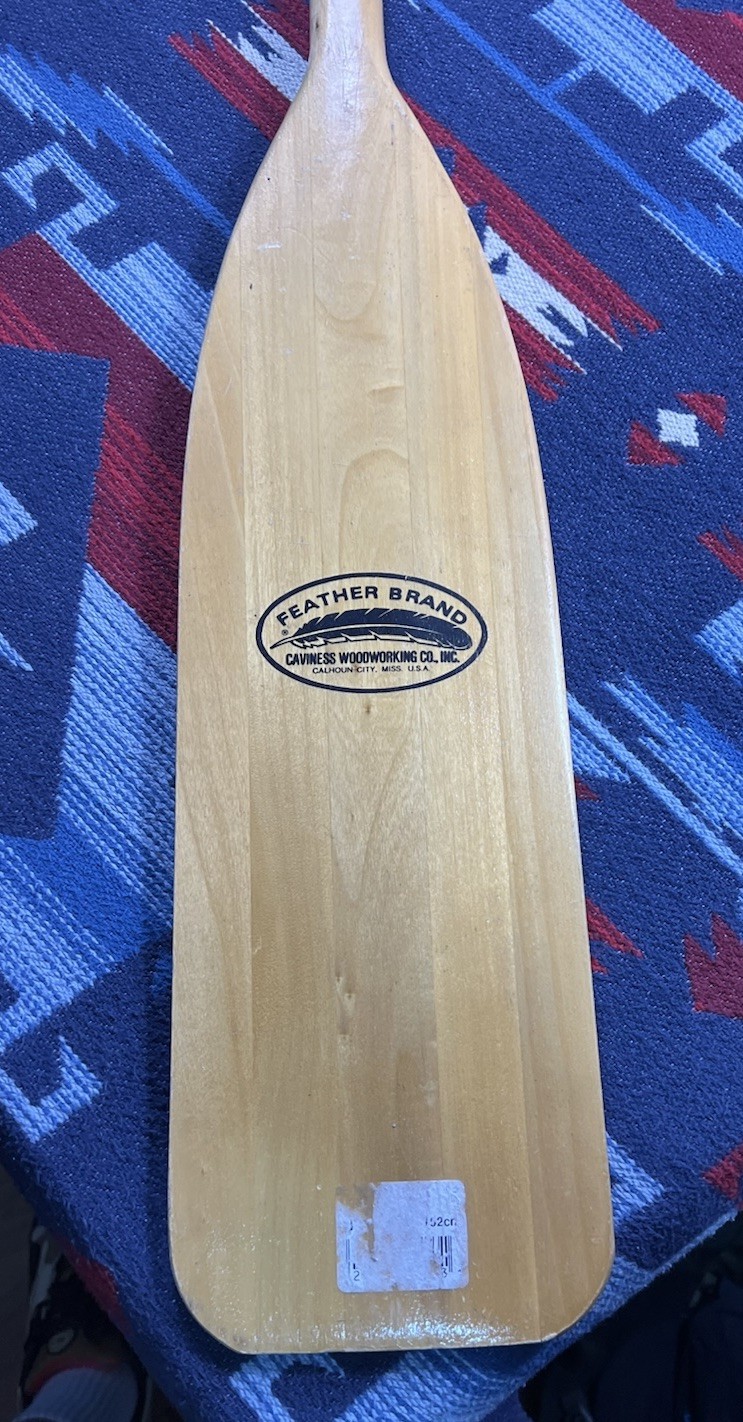 Vtg Wood Feather Brand Canoe Paddle 58” 59″ Beaver Lake Boat Wooden Lightweight