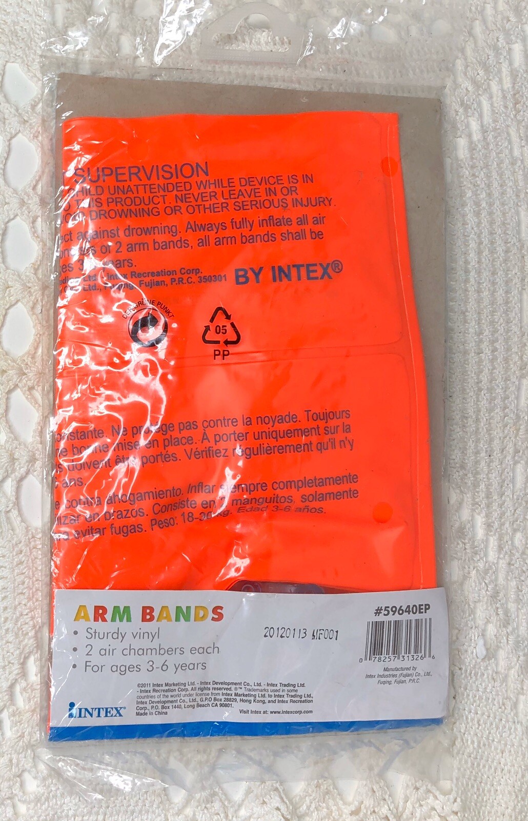 Intex Orange Vinyl Inflatable Swimming Arm Bands Ages 3-6 Years Swimmers 59640
