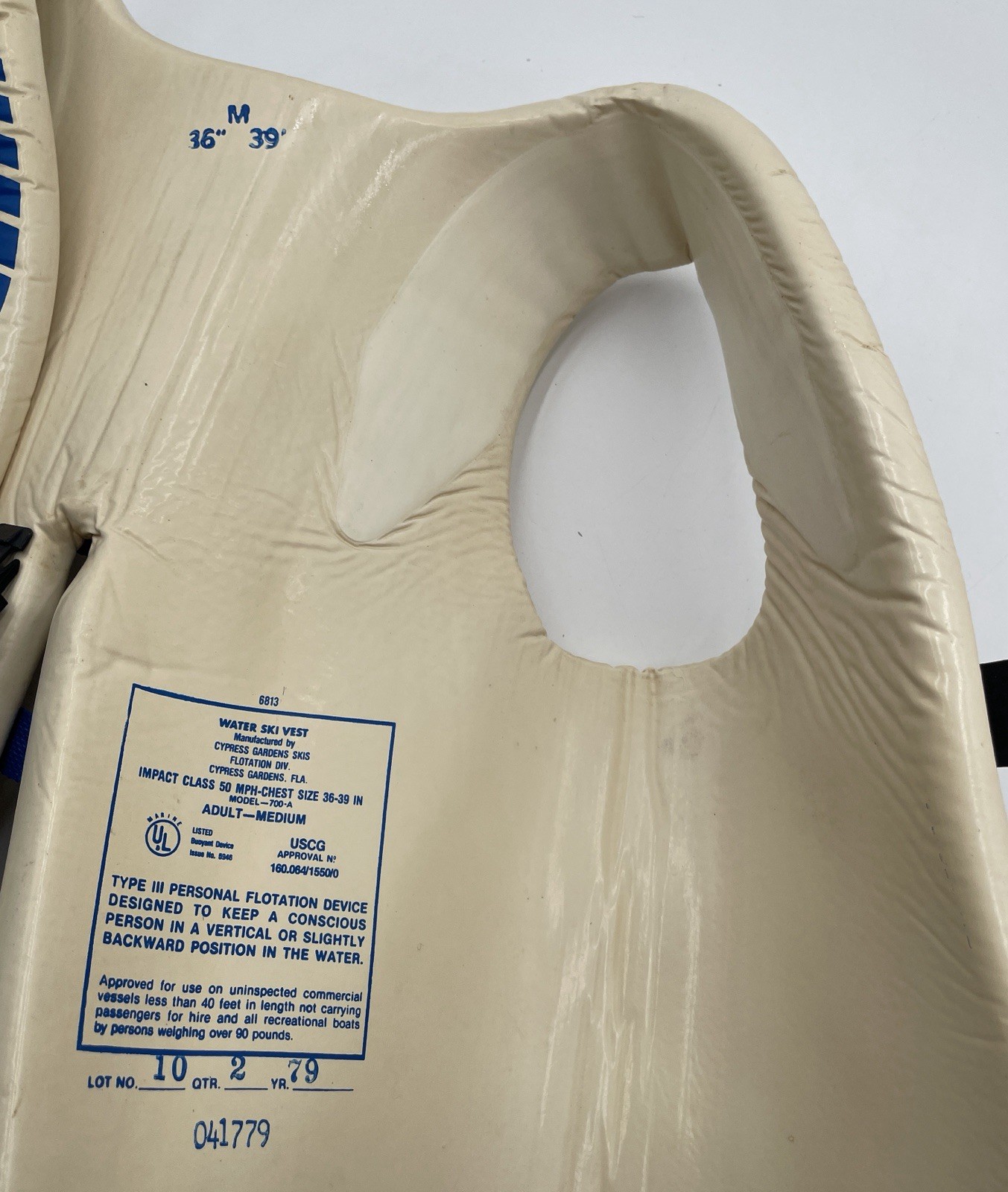Vintage Size M 36″-39″ Pro Tech By Cypress Gardens 1979 FOAM PVC Life Vest White