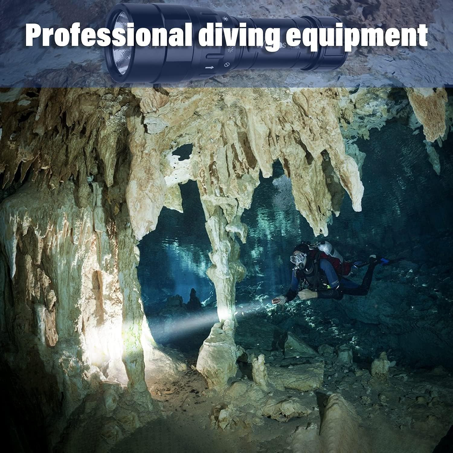 DL10R Dive Light, 4500 Lumens Super Bright Scuba Diving Flashlight, Type C Recha