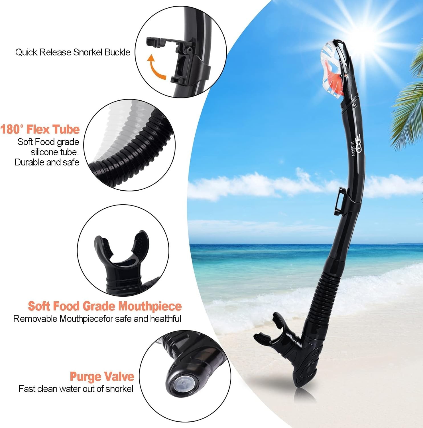 Snorkel Set Pano 3 Window Adult Snorkeling Gear, Professional Snorkel Goggles…