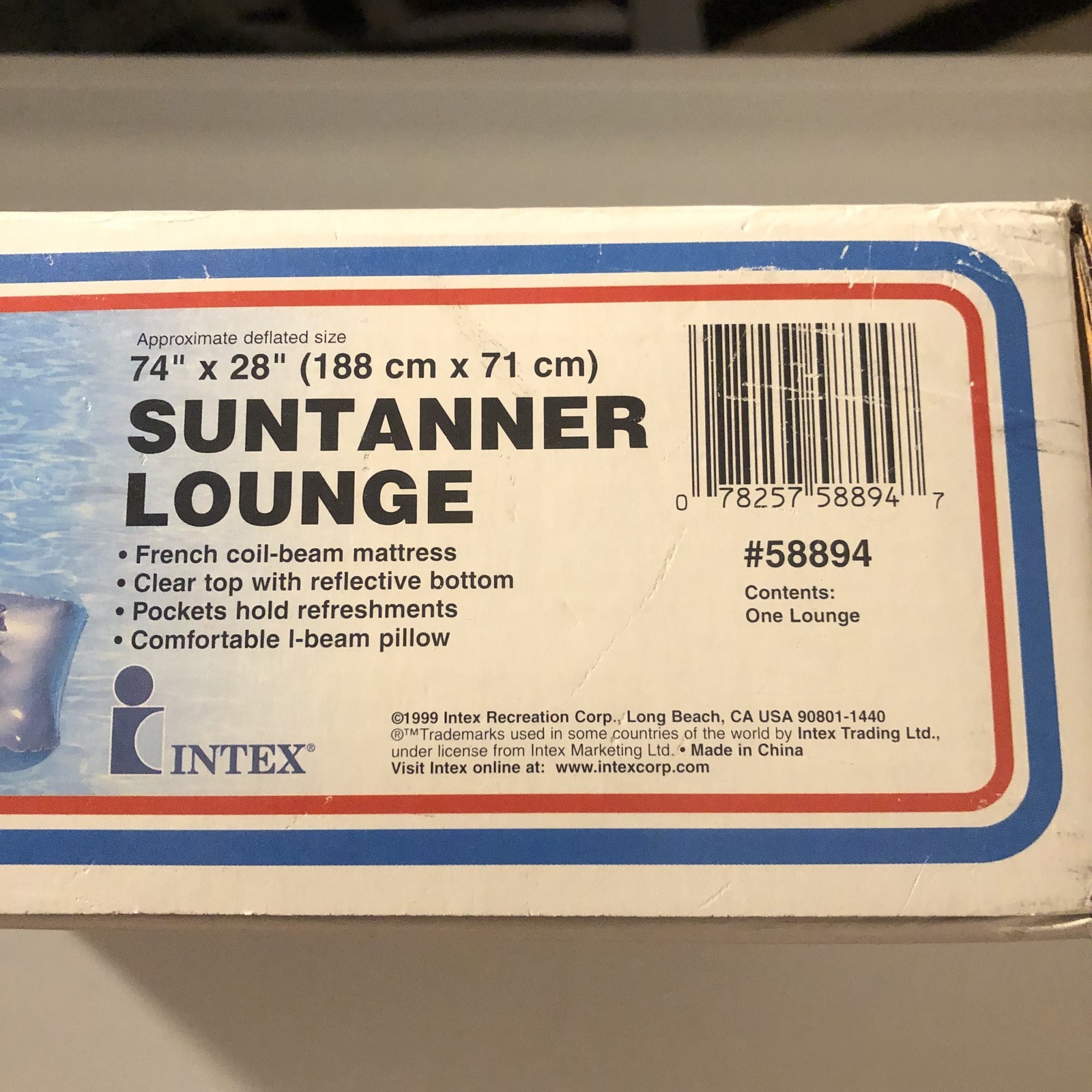 Vintage Intex The Wet Set Suntanner Lounge 74×28 Blue Inflatable Pool Raft 1999