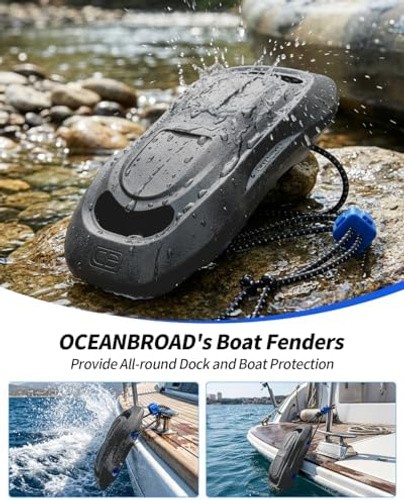 OCEANBROAD EVA Boat Fenders, 17″ x 8″ Boat Bumpers for Docking, with Quick-Lo…