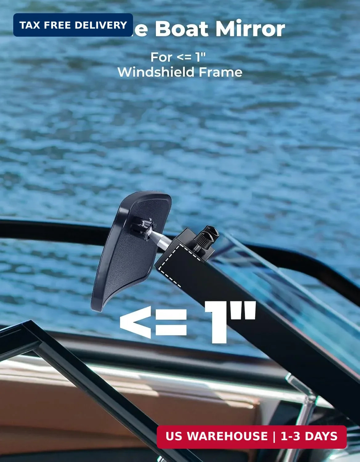 KEMIMOTO Boat Rear View Mirror, Upgrade Marine Mirror with 300° Curved Surface,