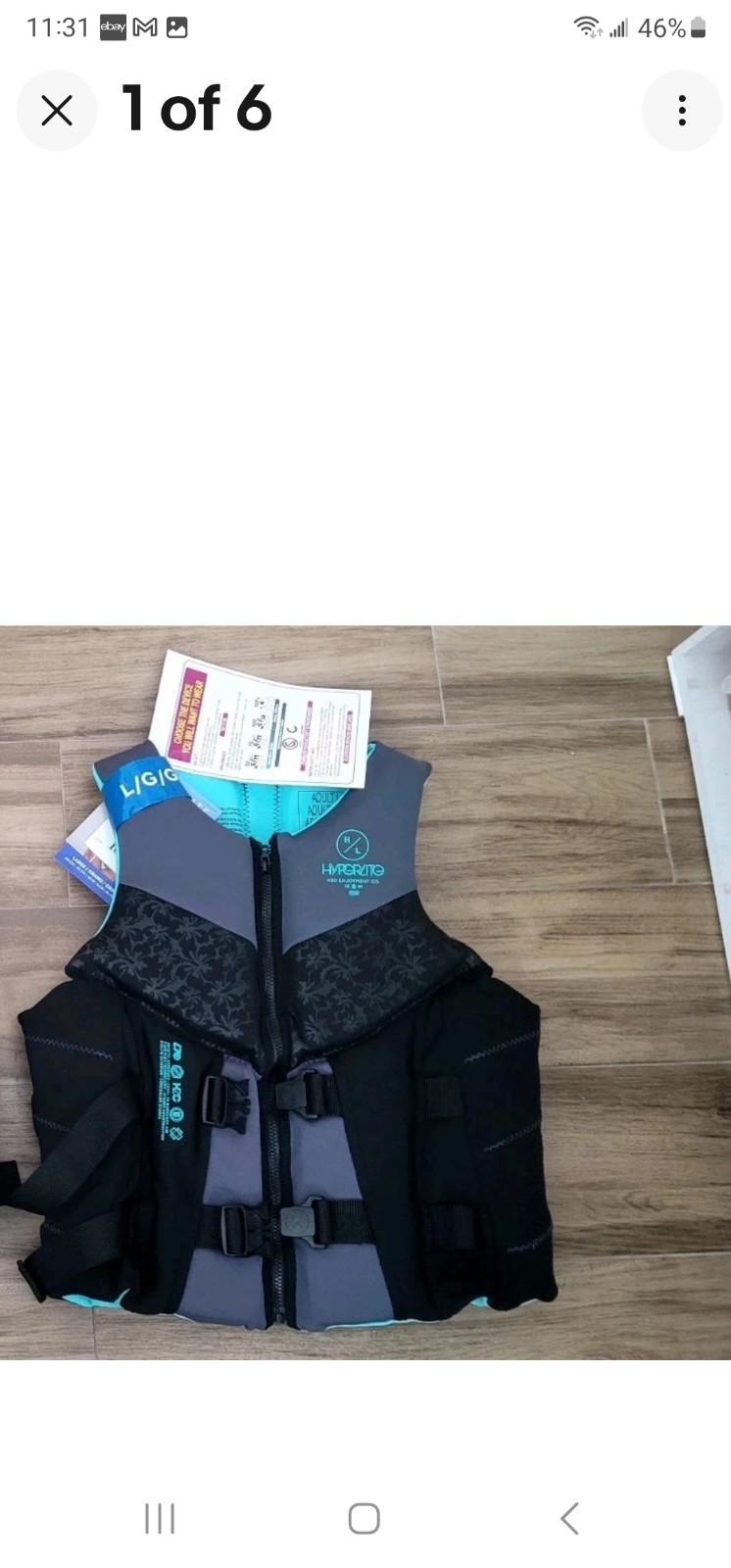 HYPERLITE WOMEN’S LIFE VEST-COAST GUARD APPROVED, BLACK/AQUA, SIZE S, L , NWT.