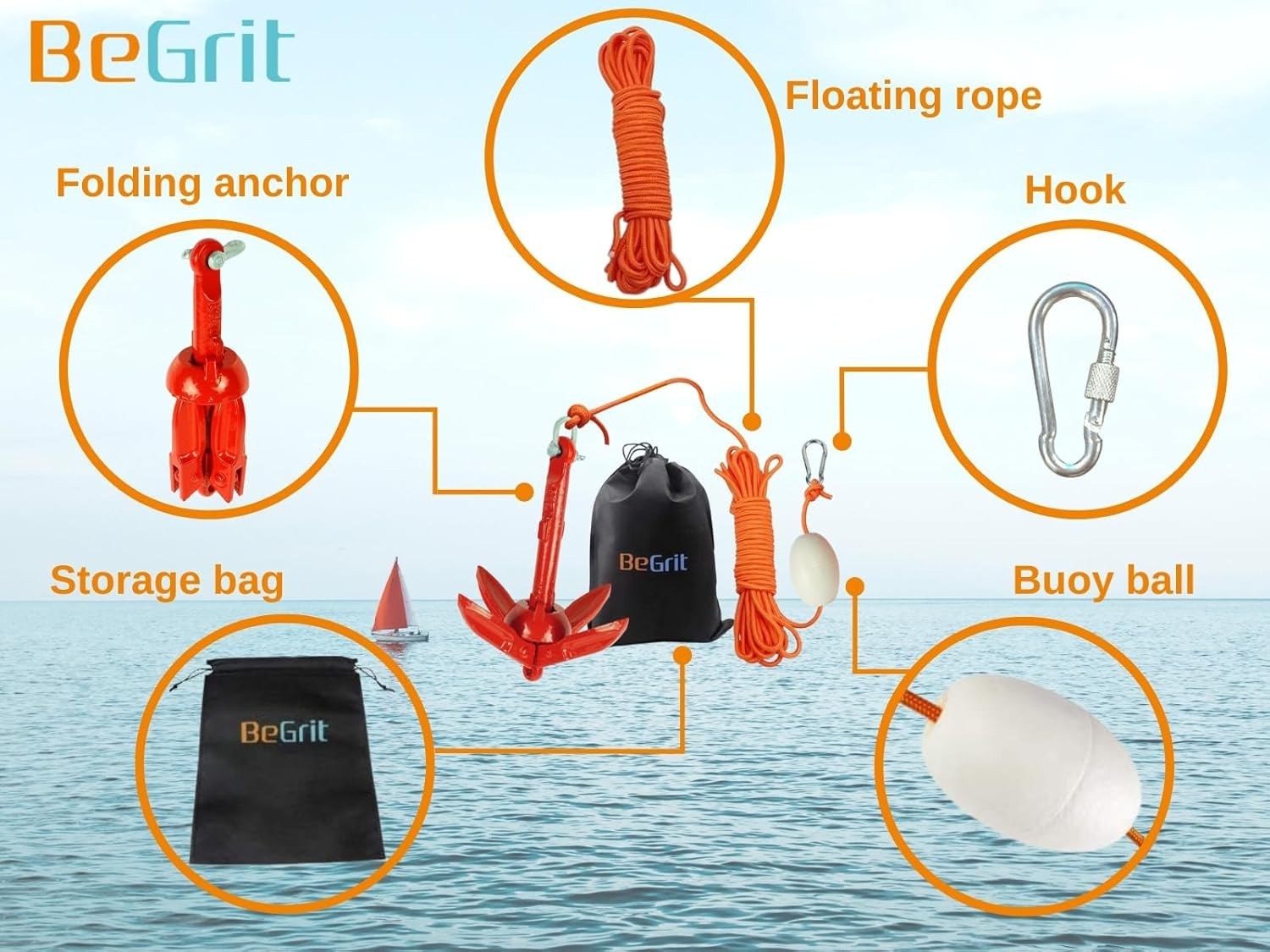 Kayak Anchor Small Boat Anchor Folding Marine Anchor for Fishing,Kayak,Paddle…