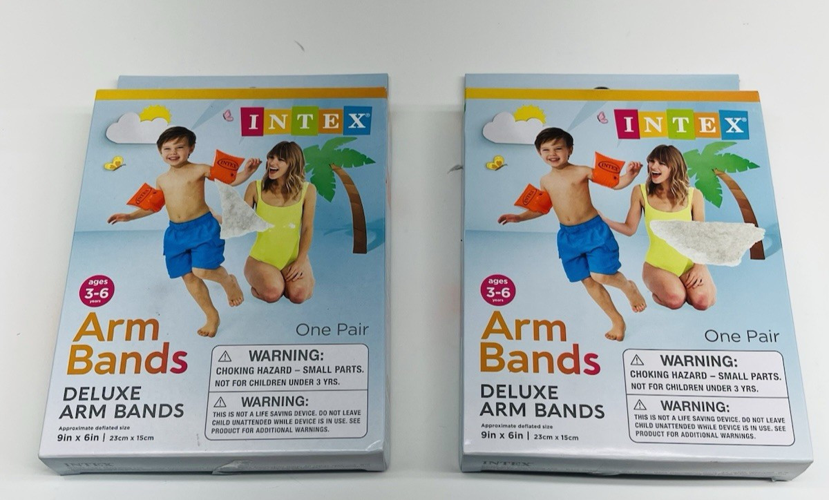 Intex Deluxe Kids Large Inflatable Swimming Arm Bands Age 6 – 12 years Lot of 2