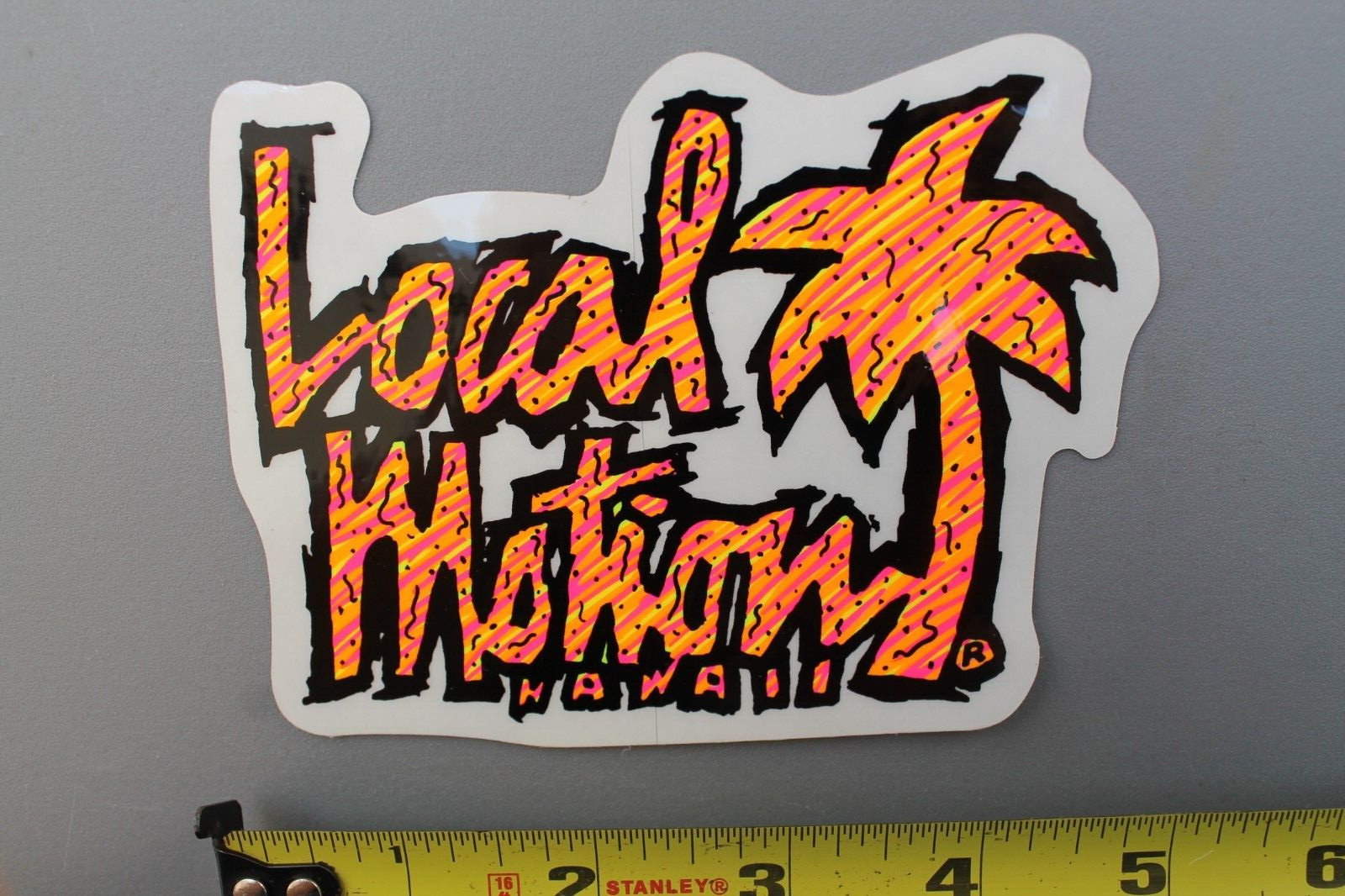 LOCAL MOTION Hawaii Clear Neon Aloha Orange OG LM2 80’s Vintage Surfing STICKER