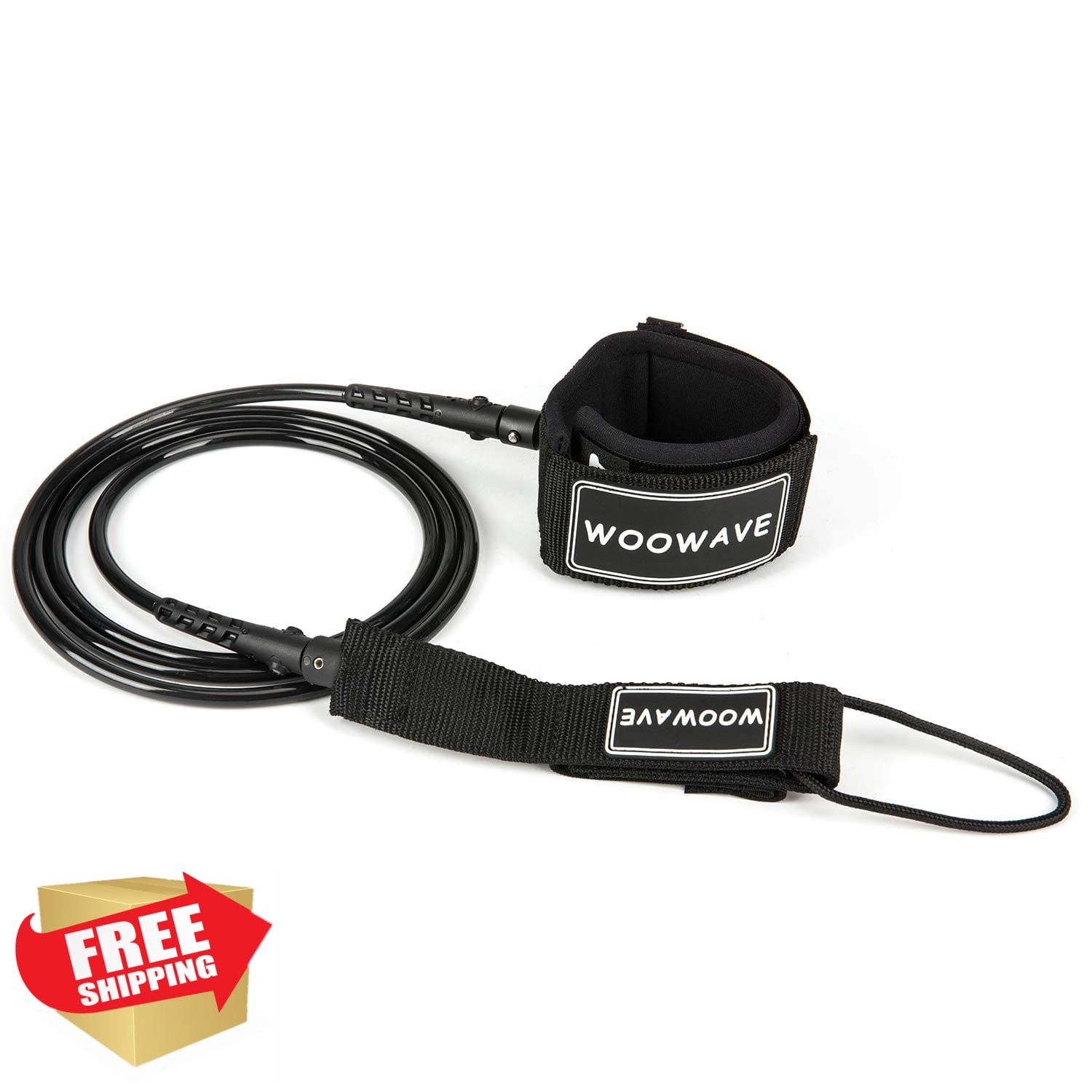 WOOWAVE surfboard leash 7ft 7mm black