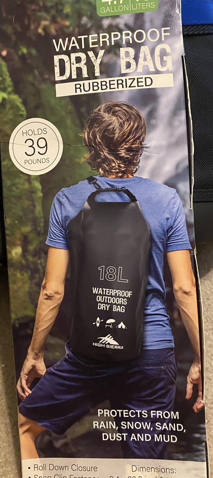 HIGH SIERRA WATERPROOF DRY BAG RUBBERIZED CAPACITY 4.7 GALLON / 18 LITERS Black