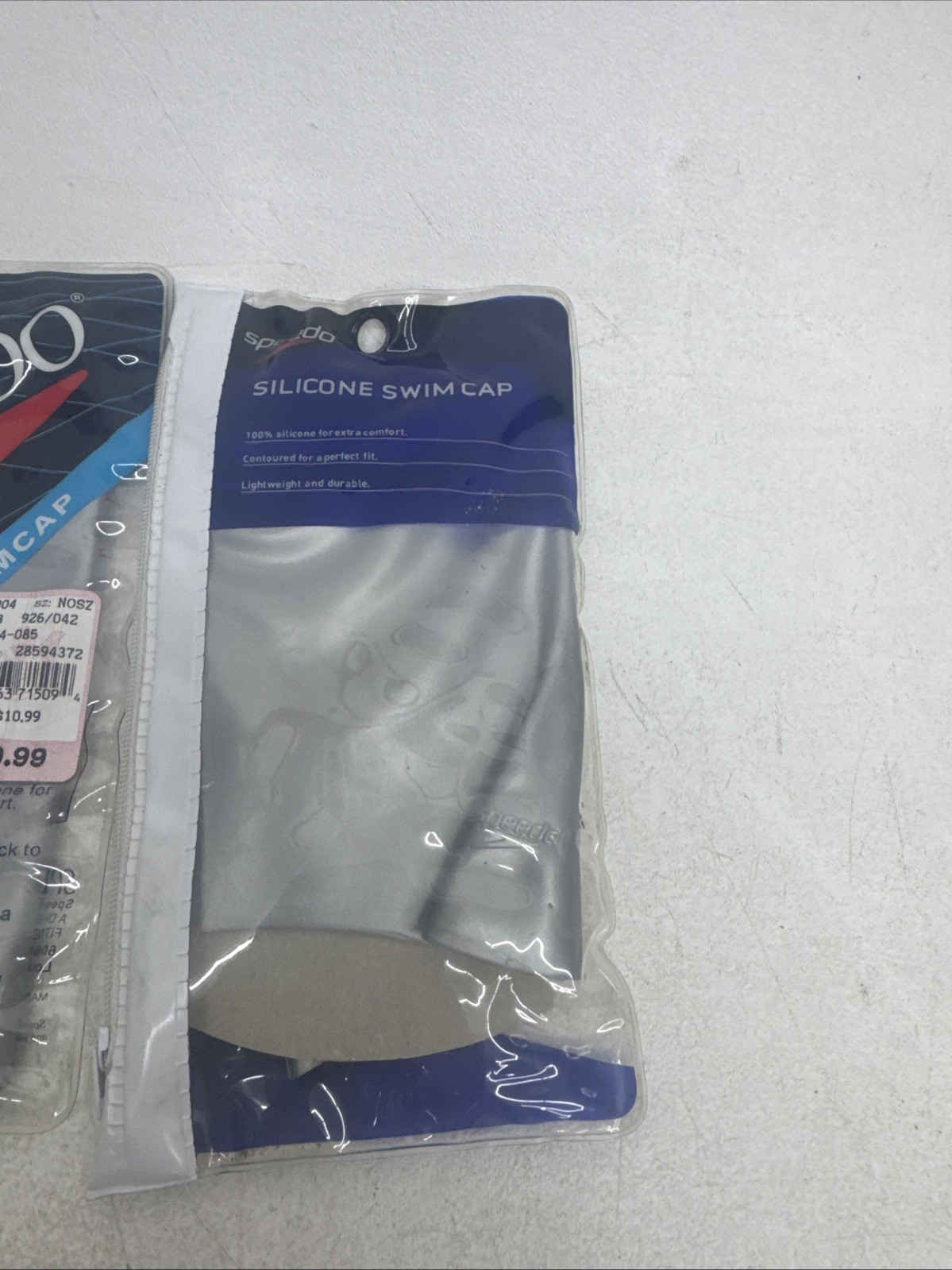 2-Speedo Swim Cap Silver Adult Unisex 100 % Silicone Competition Swimming