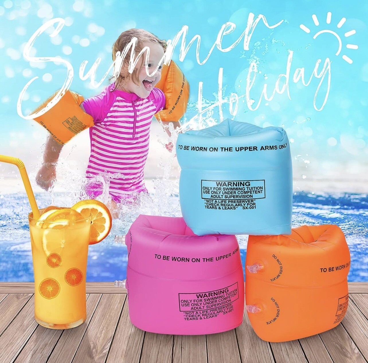 3 Set Of Floaties Inflatable Swim Arm Bands Rings Floats Tube Armlets for Kids
