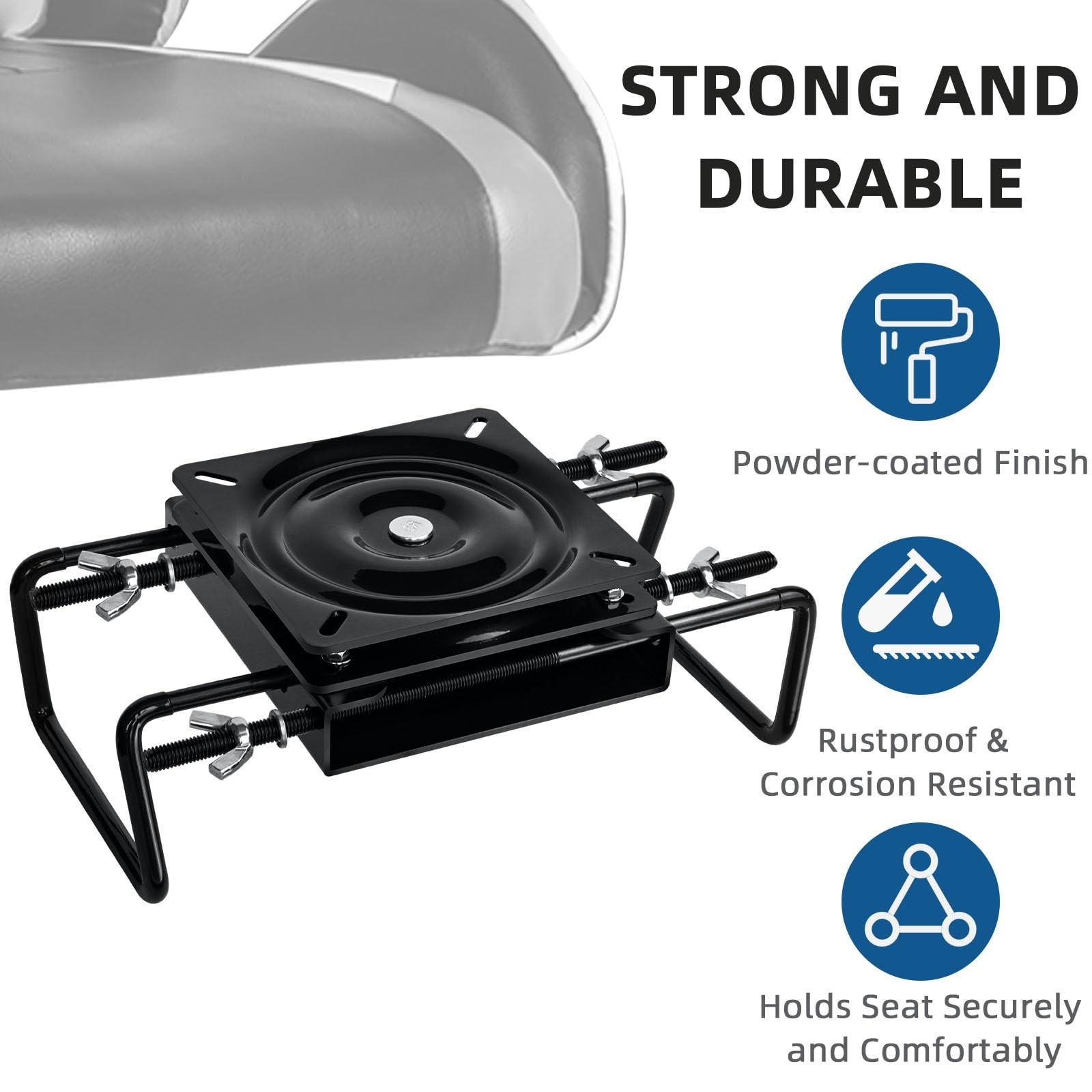 Boat Seat Swivel Base Mount,Boat Pedestal Mount Clamp on with Black