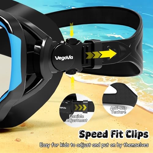 Kids Swim Goggles with Nose Cover, Anti Fog Wide View Clear A-Black (1 pack)