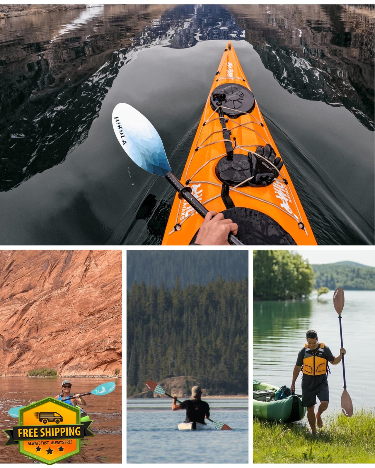 HIKULA Carbon Fiber Kayak Paddle Dolphin Green