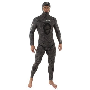 Seac Snake two-piece open-cell neoprene 5mm Mens wetsuit (Grey Camo,XXX-Large)