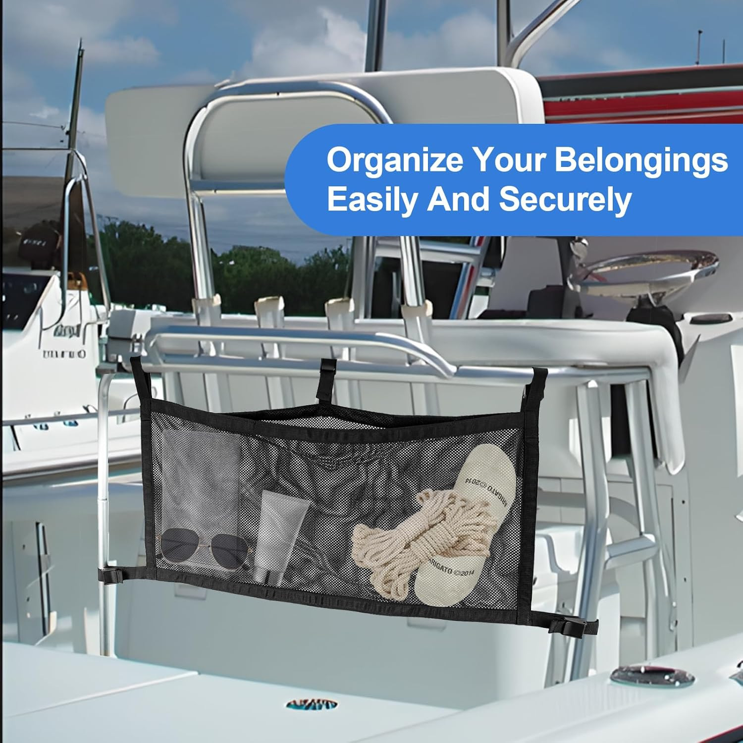 Boat Storage Bag with 3 Divisions Storage,Boat Life Jackets Bag,Mesh Suspended S
