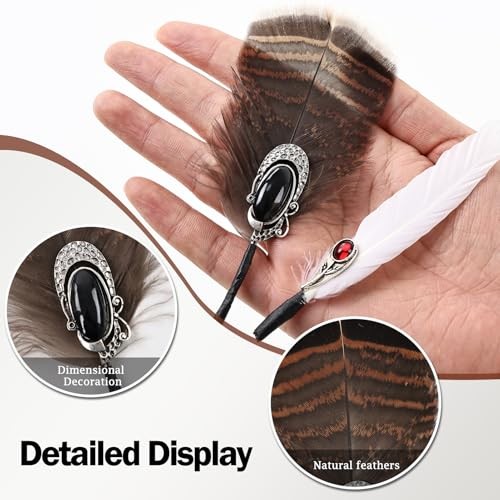 Hat Feathers for Cowboy Real Feathers with 3D Decoration for Women Men DIY 2PCS