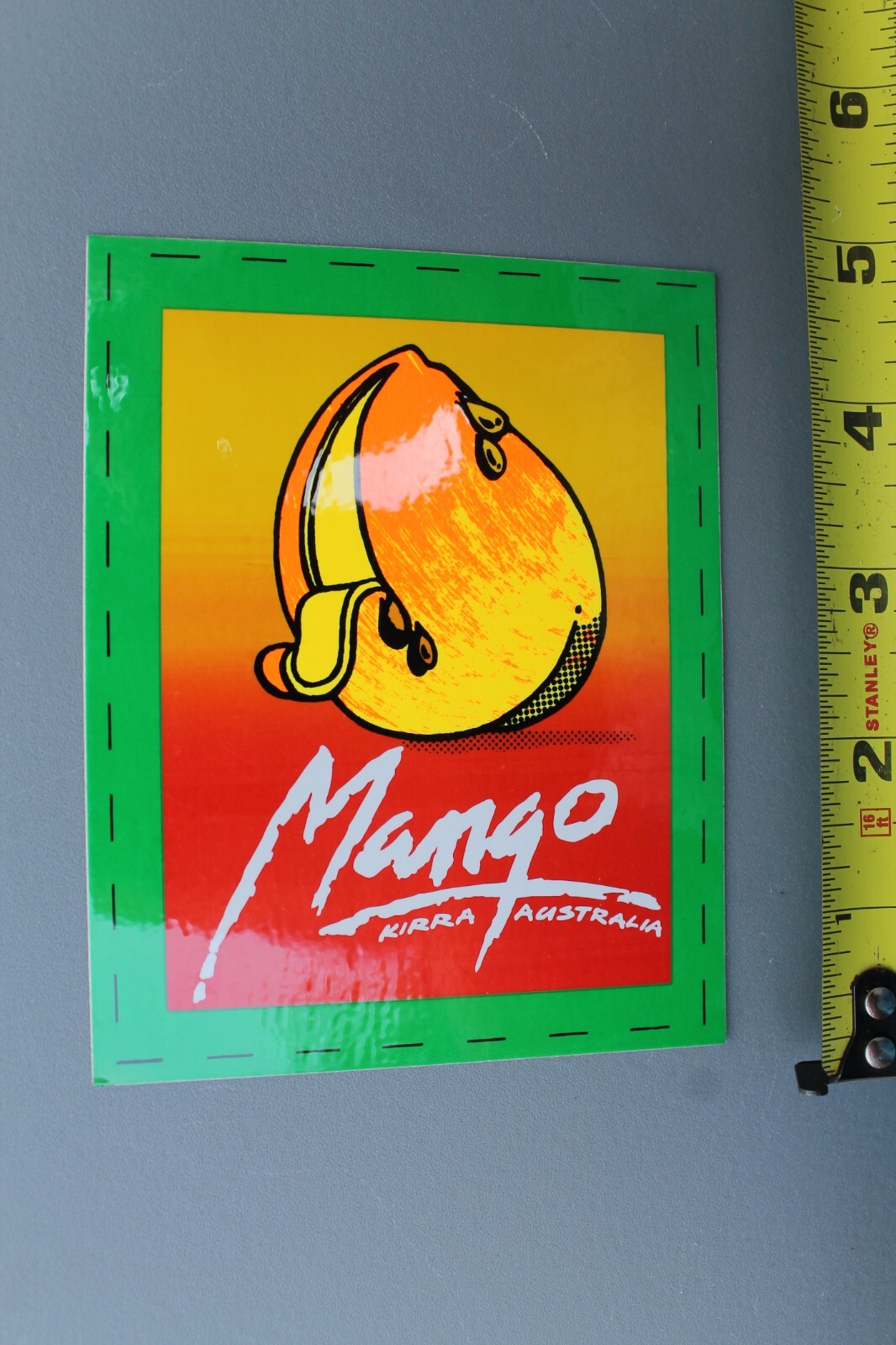 Mango Kirra Australia Neon Orange Green Surf 80’s V71C Vintage Surfing STICKER