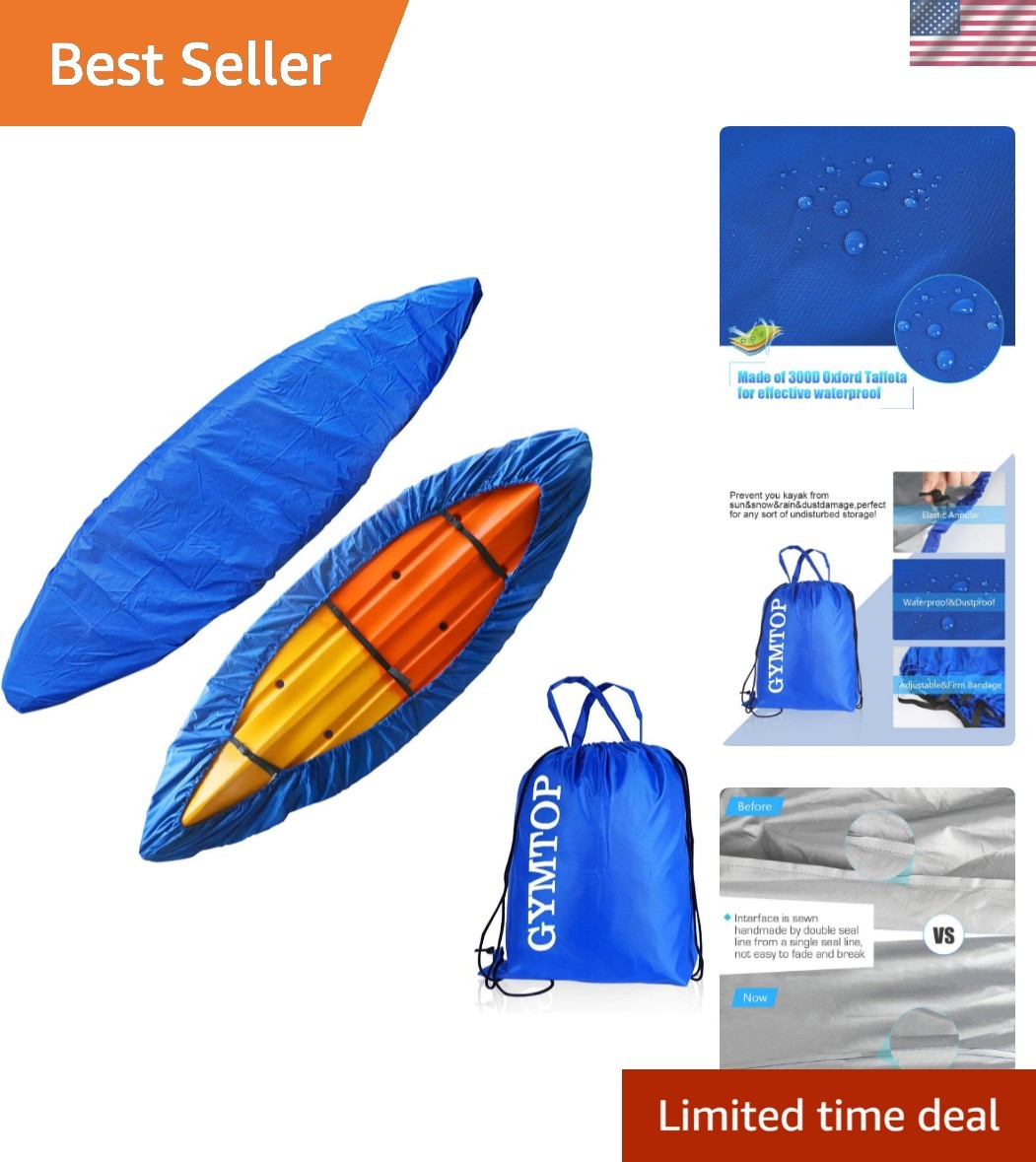 Waterproof Dark Blue Kayak Cover with Drawstring Bag – All-Season Protection