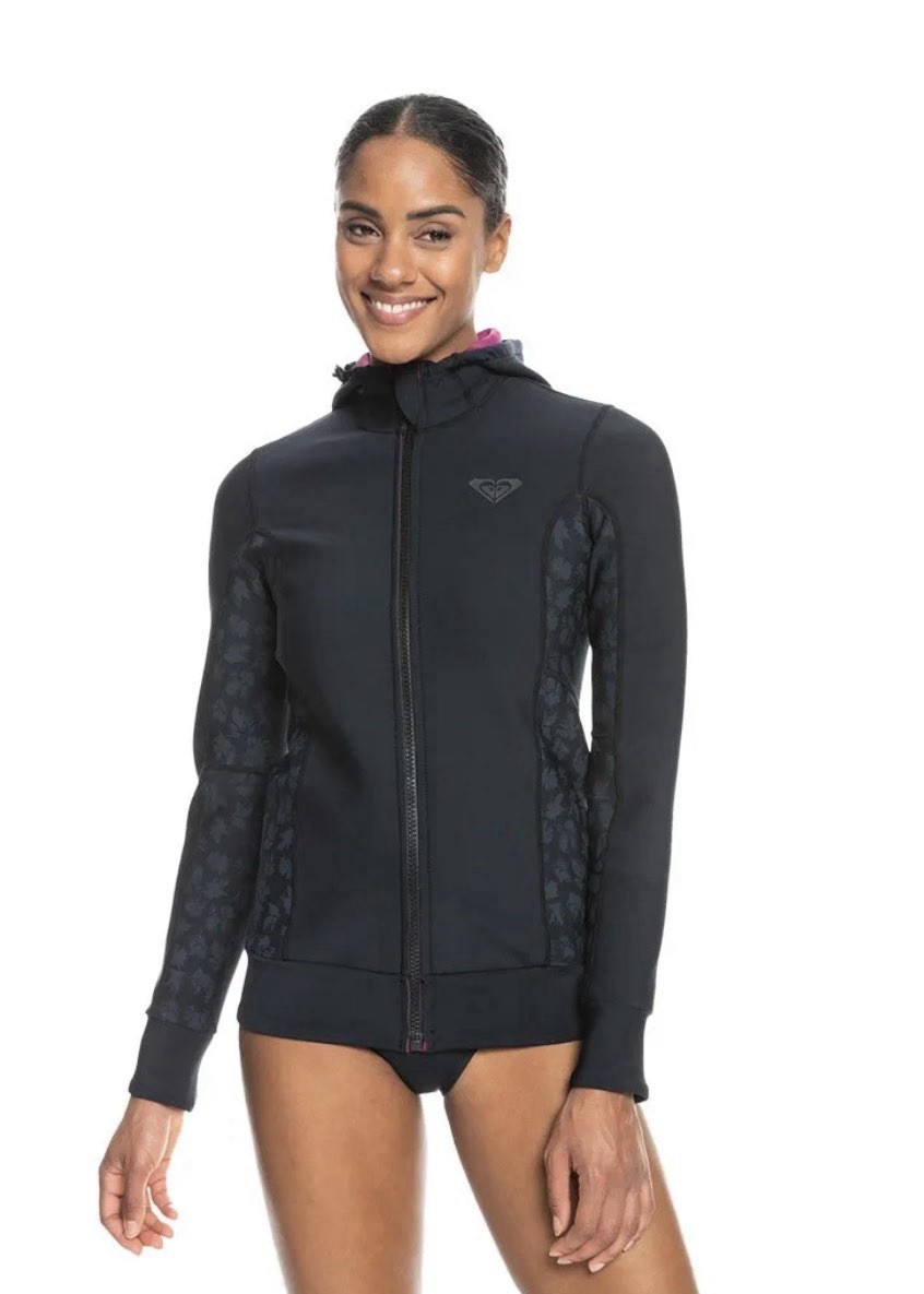 NWT Roxy Wetsuit Womens 1.0 Swell Paddle Hooded Jacket Surf Swim Black 1mm Sz 6