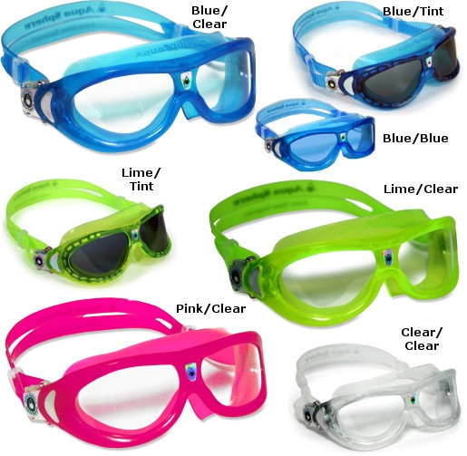 Aqua Sphere SEAL KID Clear Smoke Blue Lens Learn to Swim GOGGLE Training Mask